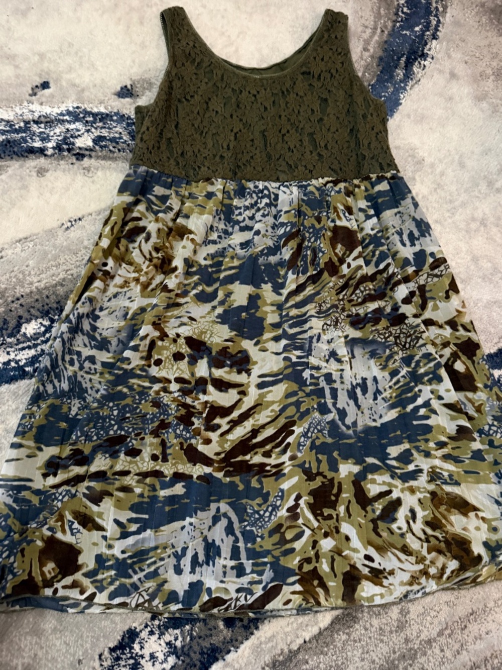 Cato Woman 20W Olive Lace Floral Sleeveless Dress